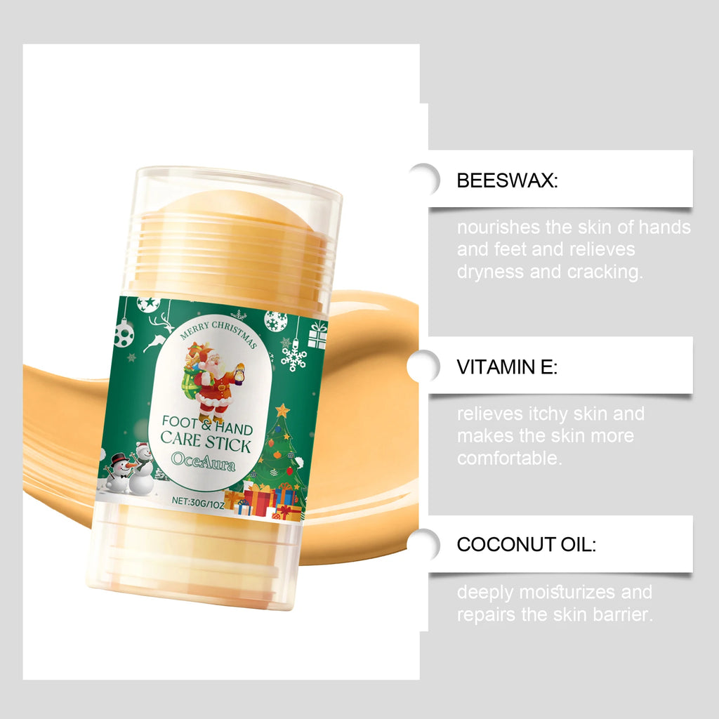 Christmas Urea Hand Foot Care Stick Moisturizing Balm for Dry Cracked Heels Elbows & Knees Gentle Exfoliation Softening Skin Qme