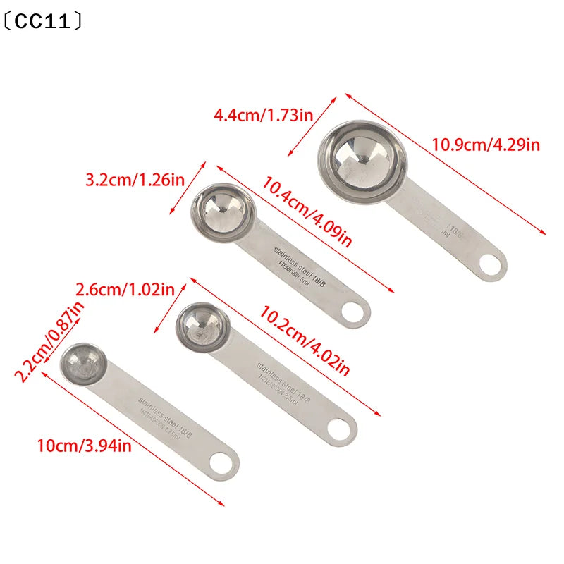 1 Stainless Steel Measuring Spoon Scale Ruler Egg Beater Kitchen Qme