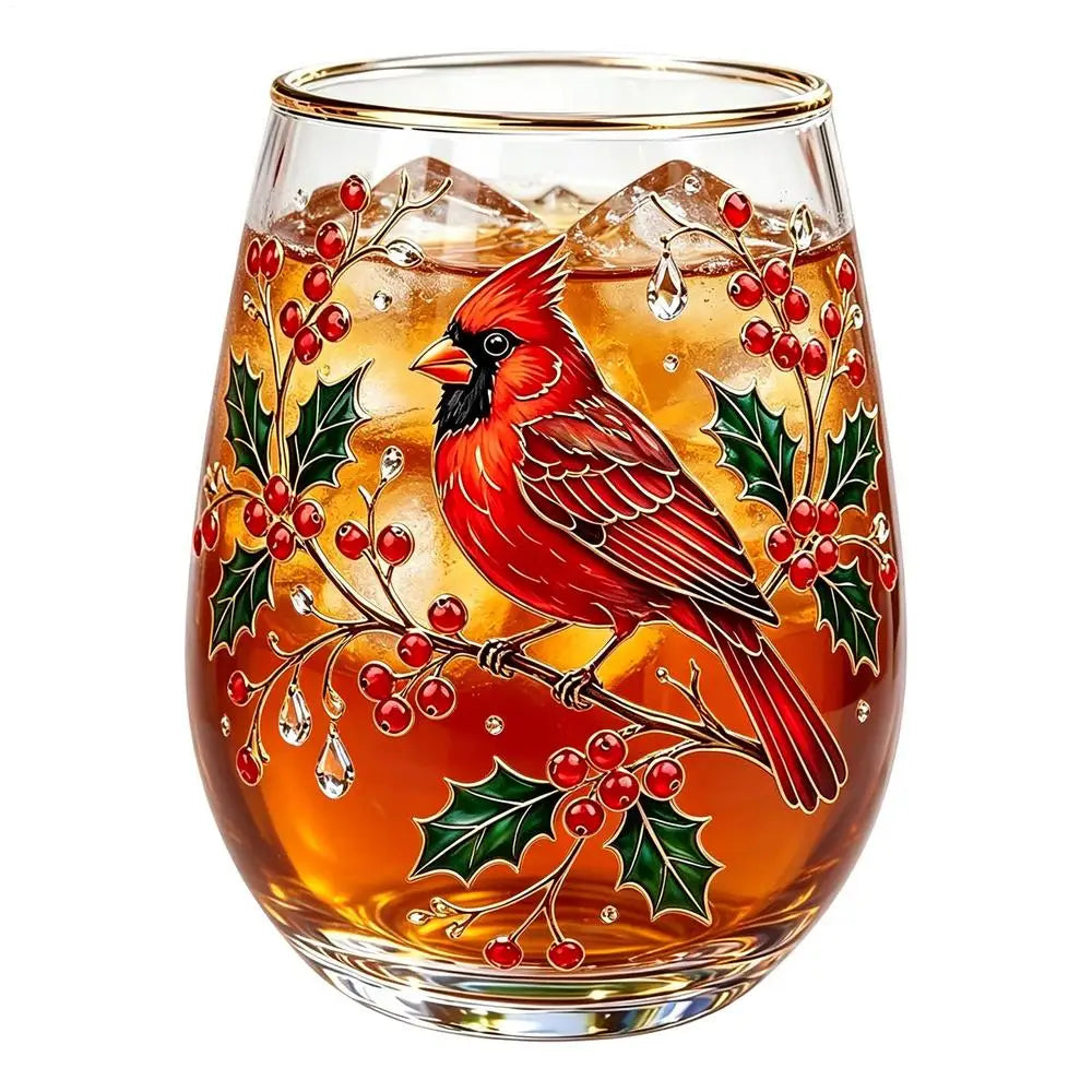 Tea Cup Embossed Aesthetic Transparent Mug Clear Glass Fancy Coffee Qme red bird China Mainland A