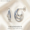Creole Hoop Earrings Wave with Blue Stones Europe Style Fine Jewelry For Women Bohemia Gift In Solid 925 Sterling Silver Qme Earrings