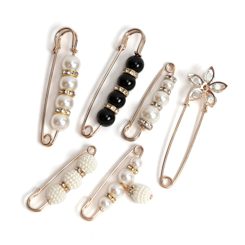 Women Fashion Pearl Brooch Waist Cinching Adjustable Skirt Anti-slip Qme A7