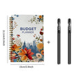 Floral Planner Notebook, Coiled Financial Ledger, Income & Expense Tracker for Budgeting, Ideal for Office Workers, Students Qme 3pcs
