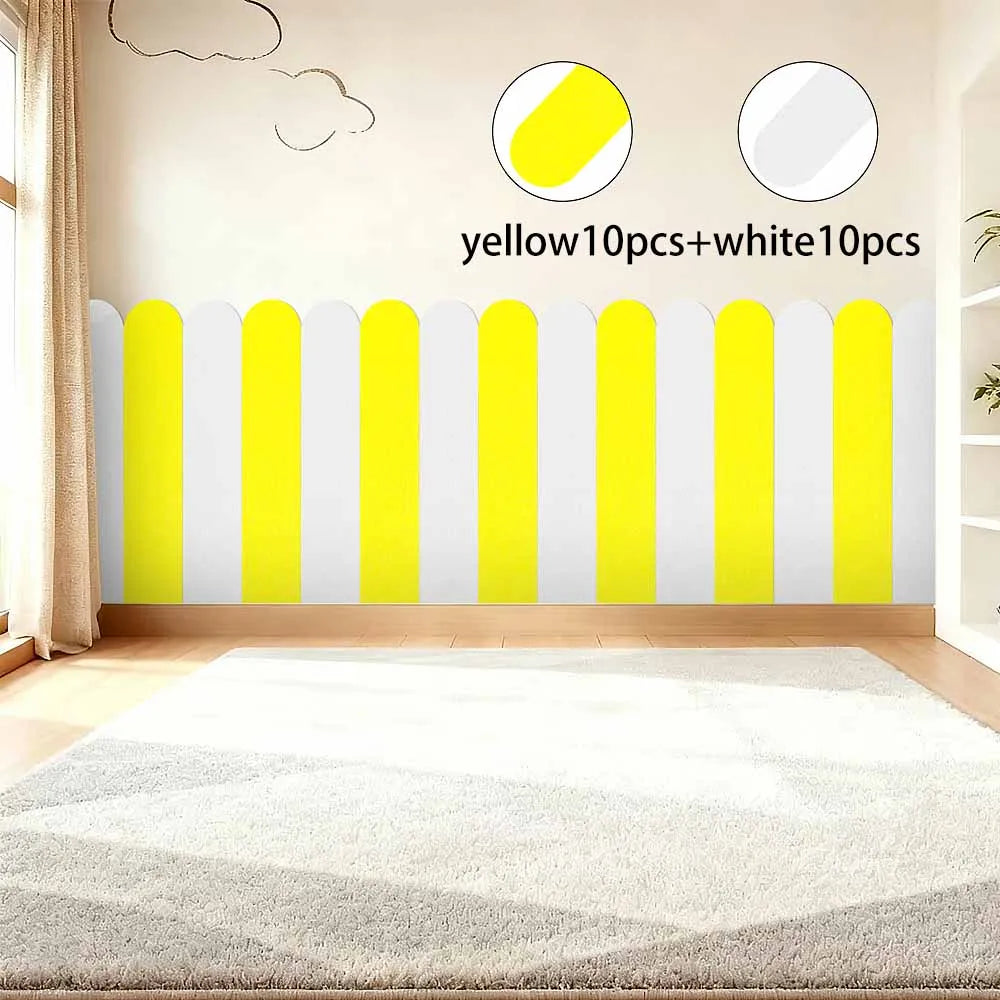 20-Piece Two-color Self-adhesive Wall Stickers Thickened Qme white and yellow 60cmX15cm-20pcs