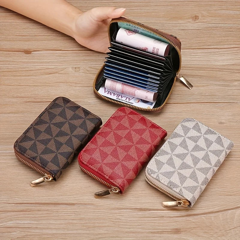 Short Accordion Card Holder, Large Capacity Wallet, Small Coin Purse,Zipper Bag,Credit Card Holder,Key Pouch,And Coin Bag Qme