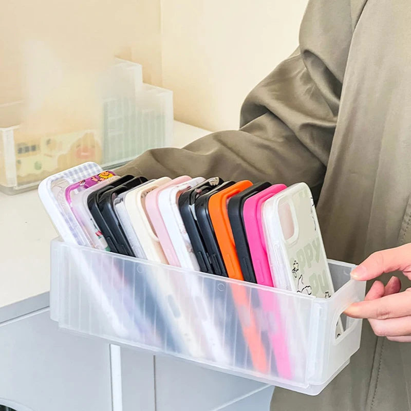 Basket Phone Case Holder Transparent Organizer Storage Box Home Qme