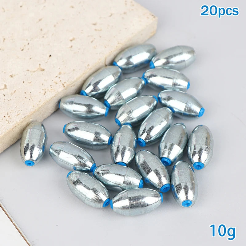 Alloy Hollow Olive Fishing Sinkers3 4 6 8 10 12 Wax Coating Weight Qme 10g