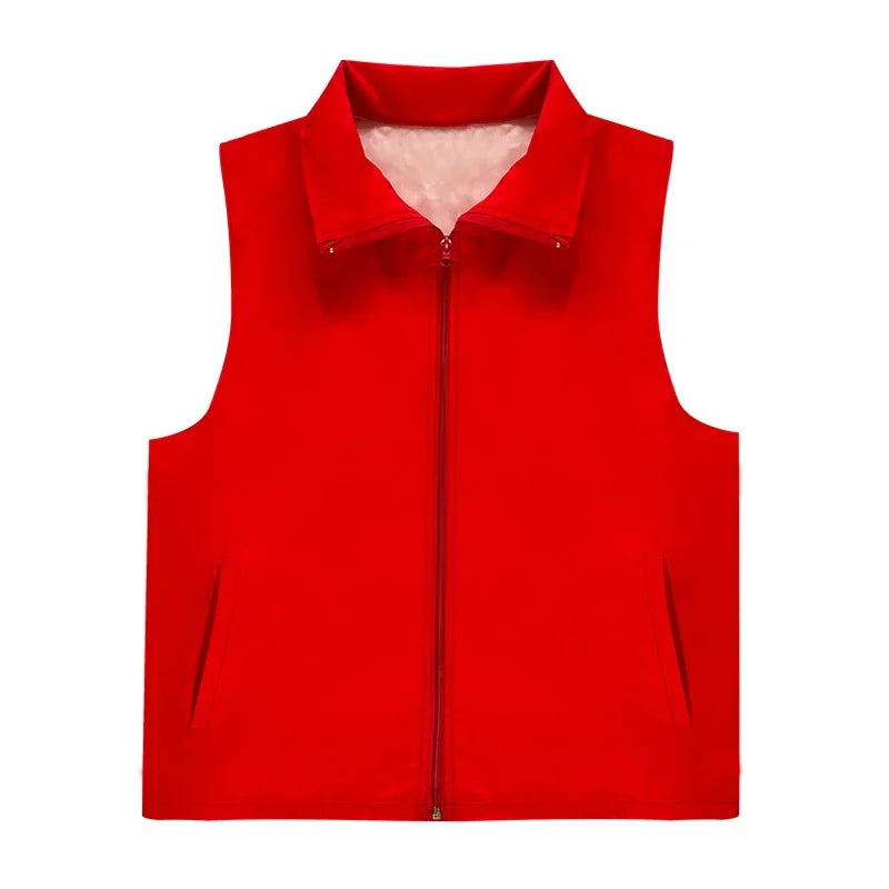 Safety protection casual vest men's and women's work clothes uniform advertising jacket top Qme Red M