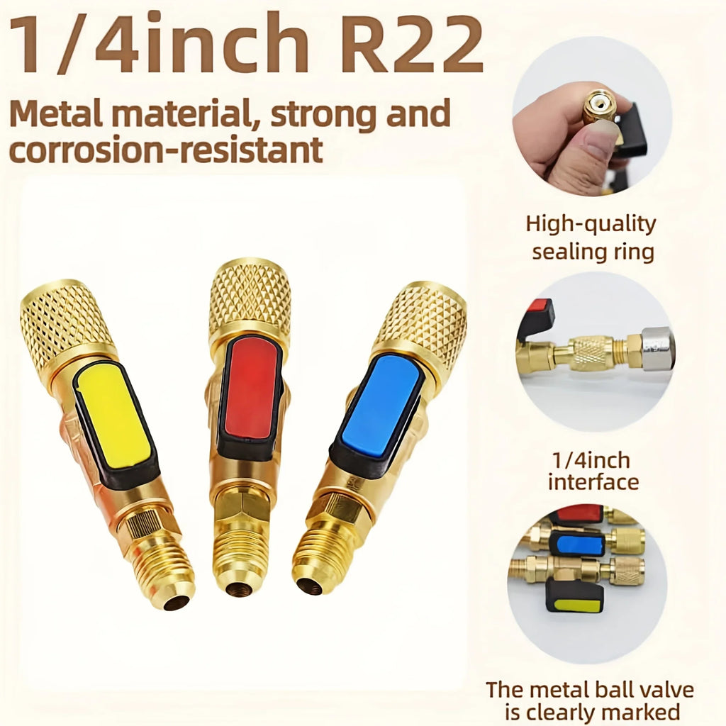 Mythtiger Copper Air Conditioner Refrigerant Filling Valve Kit - R410a & R32R22 Safety Ball Valve Adapter with Liquid Tube Qme
