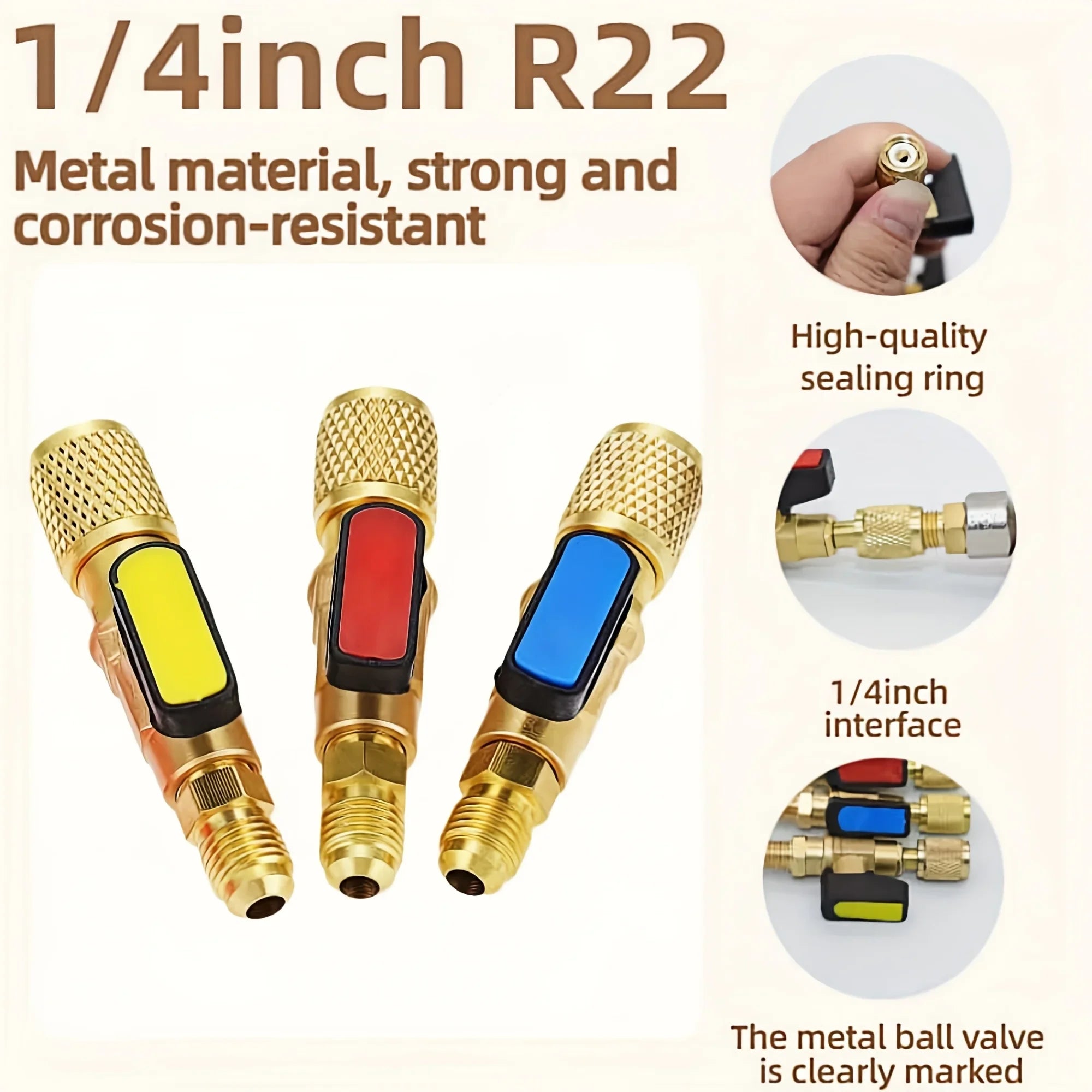 Mythtiger Copper Air Conditioner Refrigerant Filling Valve Kit - R410a & R32R22 Safety Ball Valve Adapter with Liquid Tube Qme