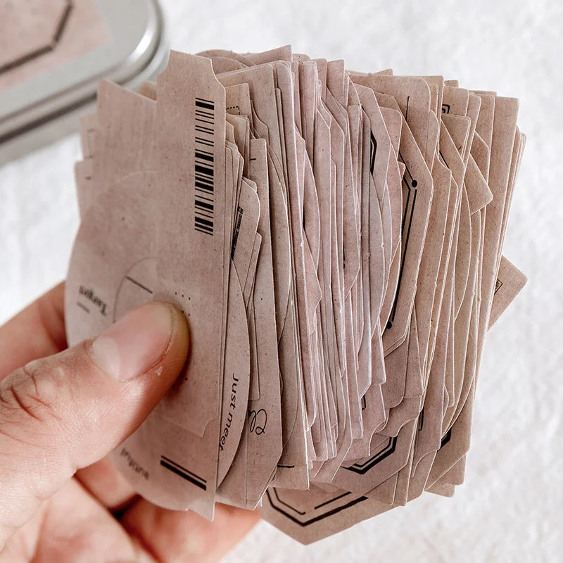 150 pcs Lron box labels Sticky note paper base border color collage message memo Decorative Wild Retro INS Style Craft Supplies Qme
