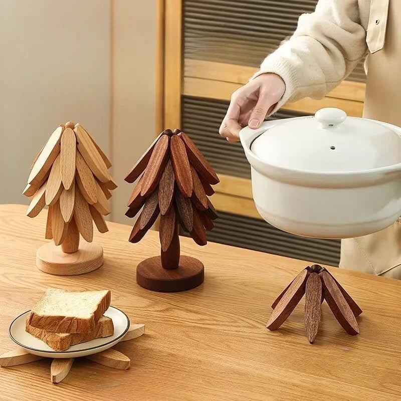 Christmas Tree Insulation Mat Solid Wood Dining Table Coaster Anti Scalding Mat Pot Mat Creative Personalized Home Decoration Qme