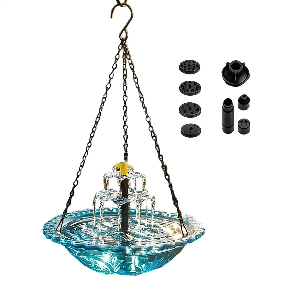 Solar Bird Bath Backyard Decor Powered Fountain Outdoor Garden Yard Qme