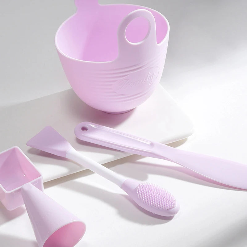 3 Silicone Mask Brushes Bowl Measuring Cup DIY Powder Seaweed Tools Qme