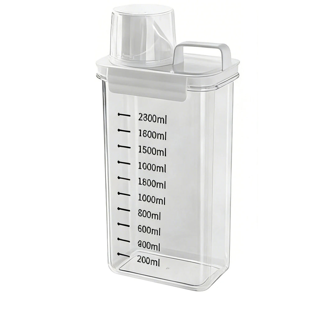 Laundry Detergent Dispenser for Powder & Liquid - Airtight Storage Container with Measuring Cup Lid, Clear Container for Laundry Qme 2300ml