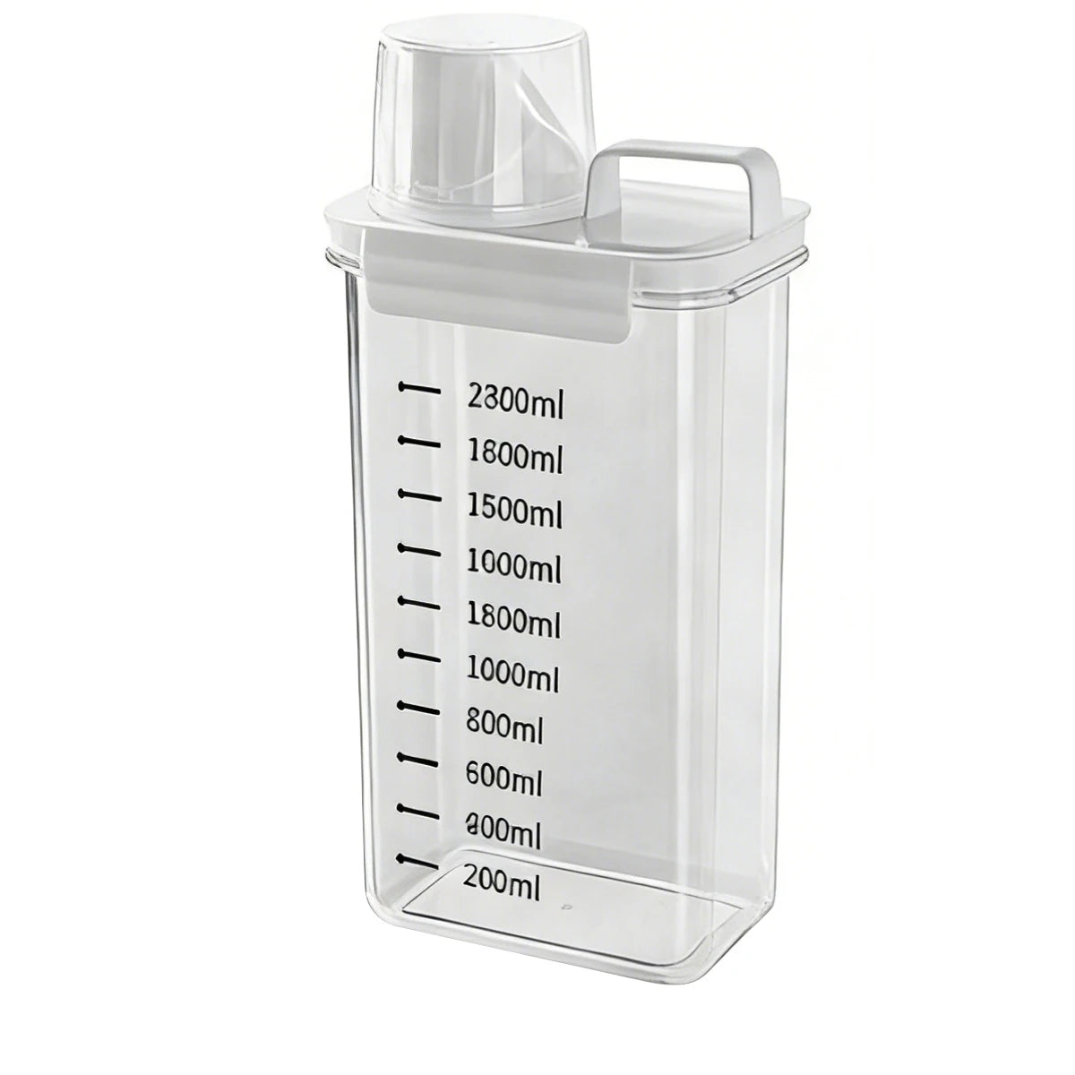 Laundry Detergent Dispenser for Powder & Liquid - Airtight Storage Container with Measuring Cup Lid, Clear Container for Laundry Qme 2300ml