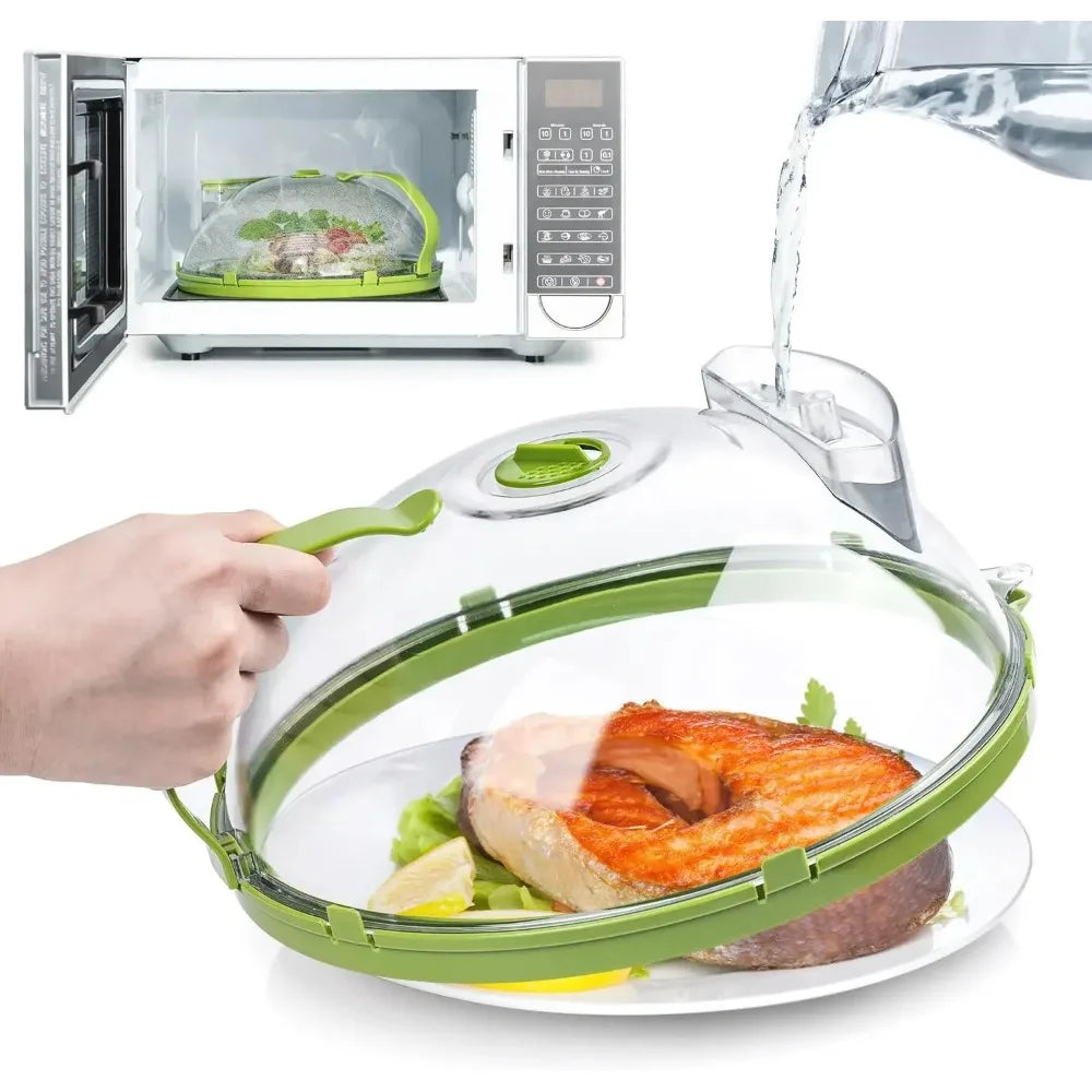 Versatile Clear Microwave Splatter Cover Water Steamer Ergonomic Qme