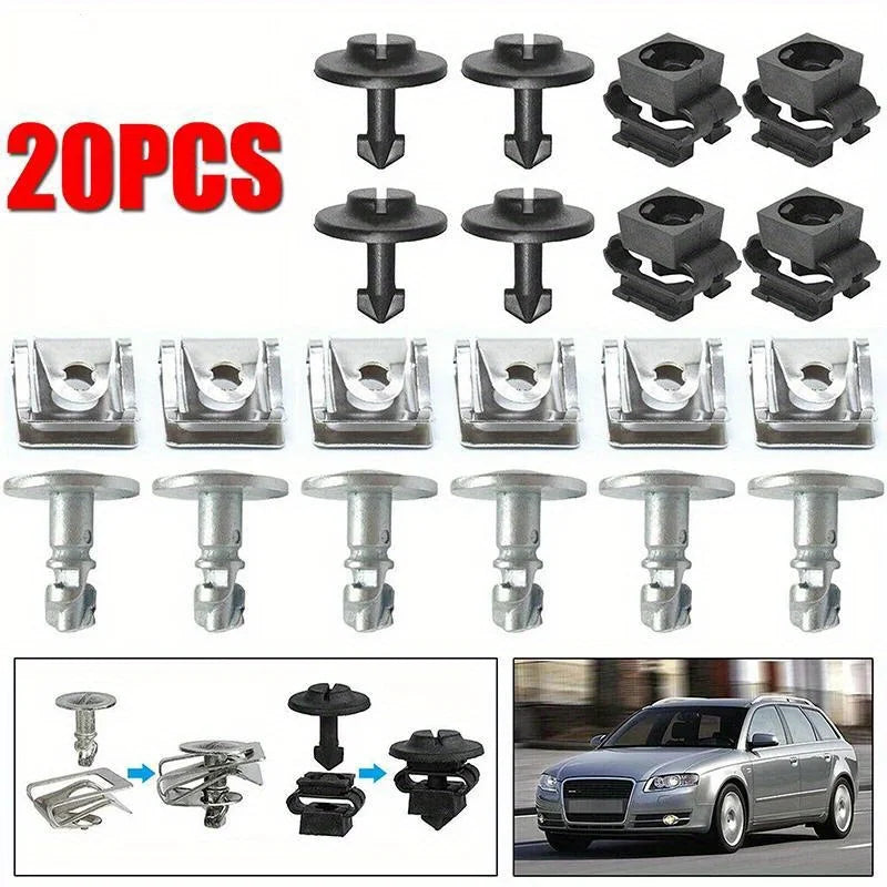 Engine engine hood screw kit, floor panel lower cover clamp accessory set, compatible with A4, A6, A8, TT Qme