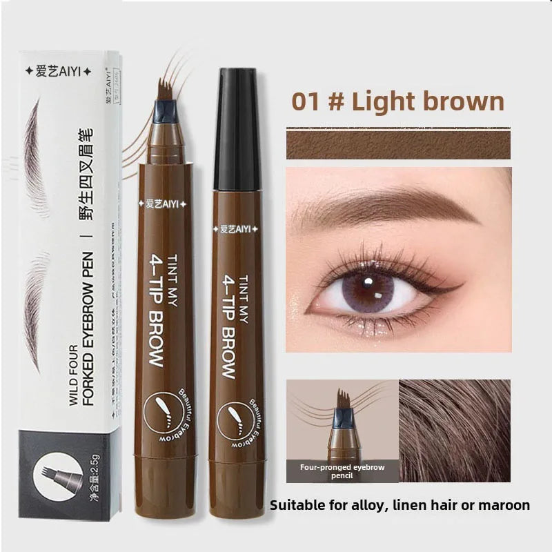 Natural Look 4-Tip Brow Pencil AIYI Waterproof Microblading Long Qme 01 Light brown