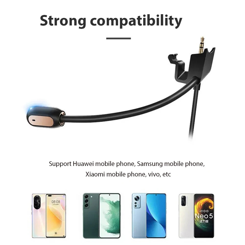 Detachable Gaming Boom Microphone 3.5mm Plug Cable Boom Microphone Noise Cancelling Gaming Boom Mic for Bose QC35/QC45 Qme