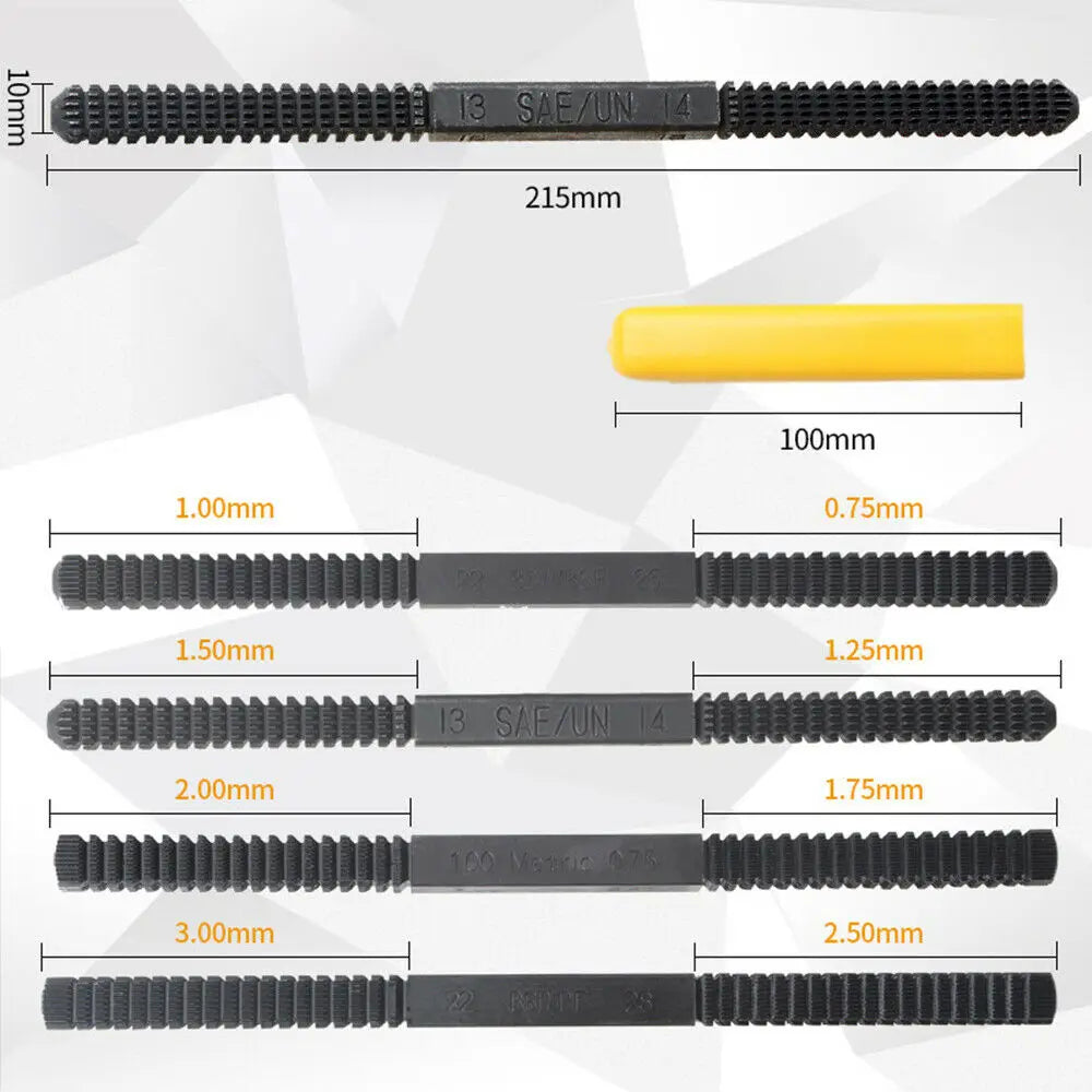 Thread Repair File Metric Thread Restoration Repair File Cleans Damaged Threads 0.75-3 mm Pitch Metal Hardware DIY Hand Tools Qme