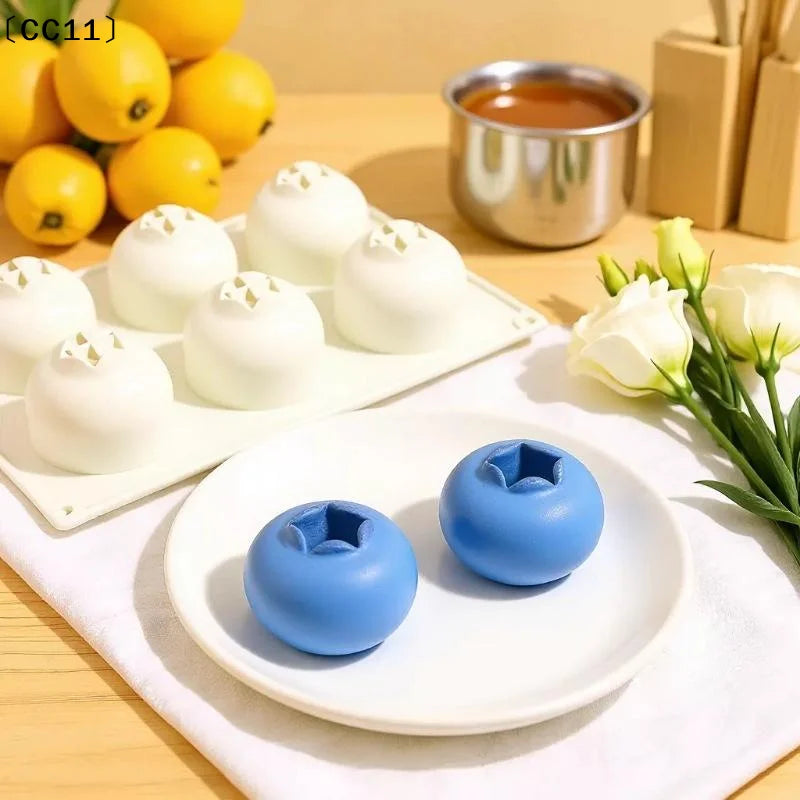 6 Cavity Blueberry Mousse Cake Baking Mold Fruit Shaped Dessert Qme