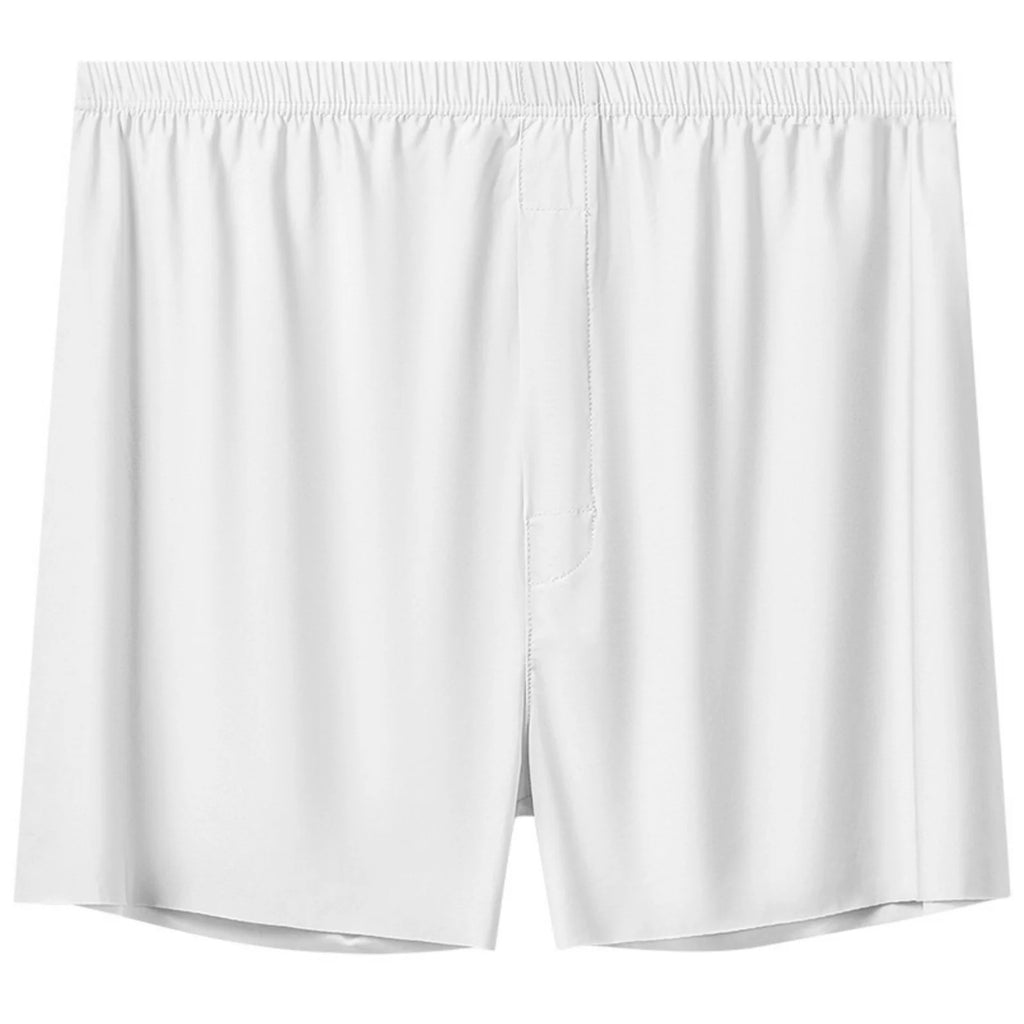 Basic Solid Color Lightweight Summer Shorts for Men Loose Lightweight Soft Elastic Waist Underpants Comfy Sleeping Pants Qme White 2XL