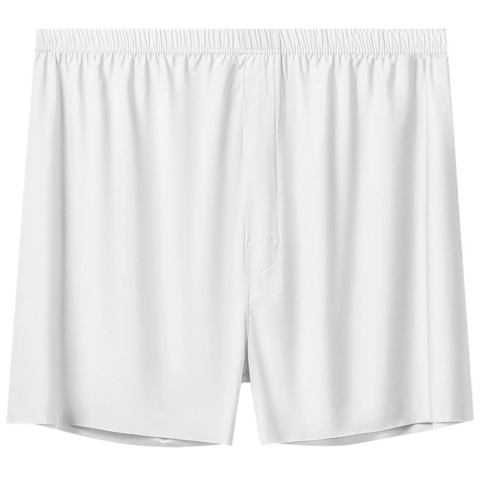 Basic Solid Color Lightweight Summer Shorts for Men Loose Lightweight Soft Elastic Waist Underpants Comfy Sleeping Pants Qme White 2XL