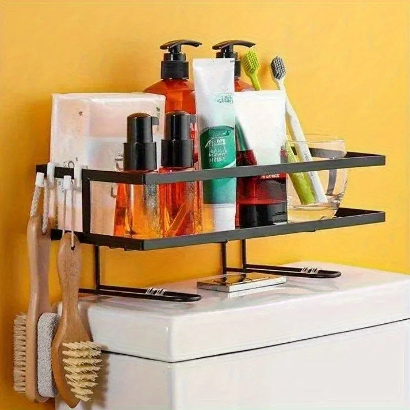 Non Perforated Toilet Storage Rack Double Layer Bathroom Organizer Qme