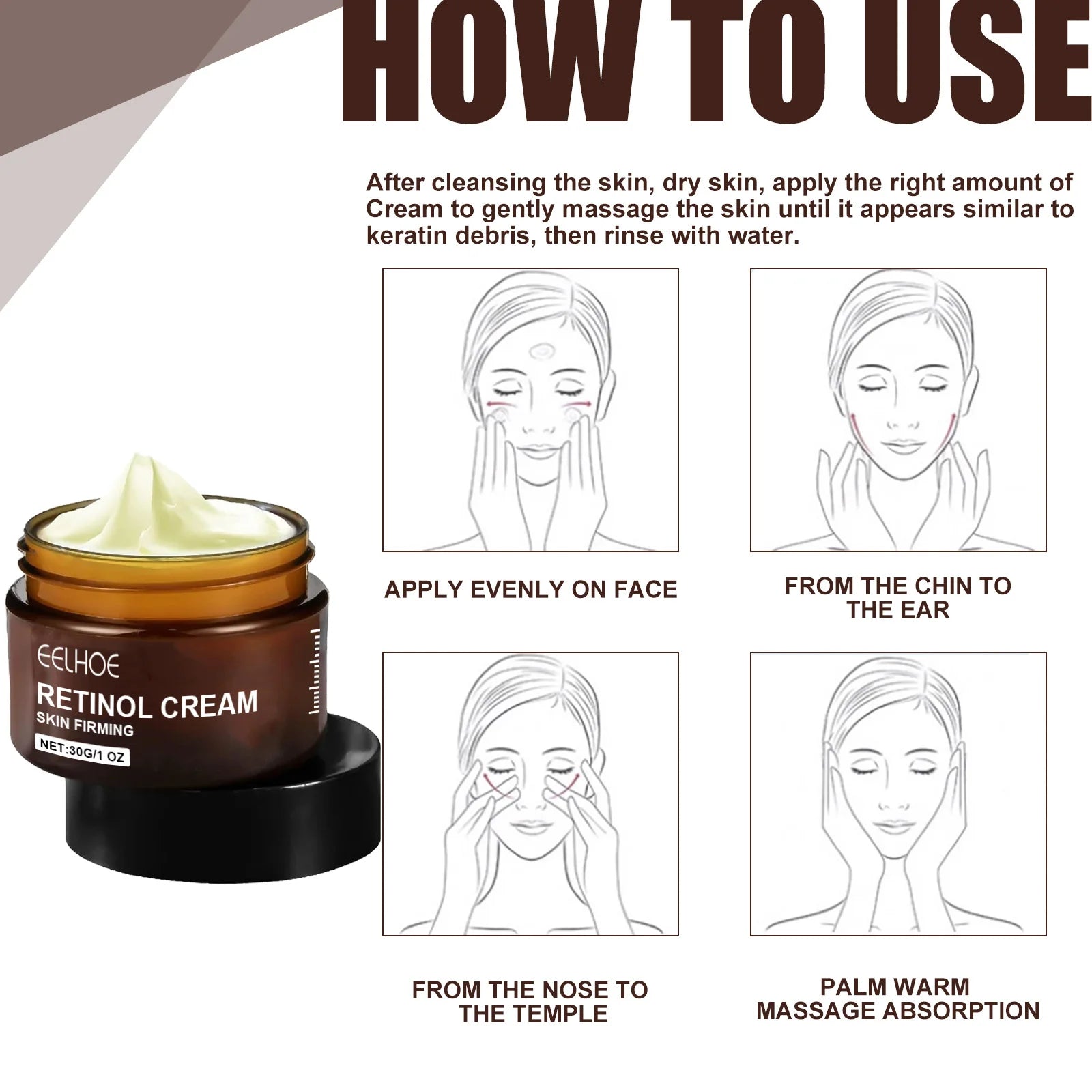 Double Retinol Facial Cream Anti-aging Fade Fine Line Wrinkle Firming Lifting Repair Skin Barrier Brightening Moisturizing Cream Qme