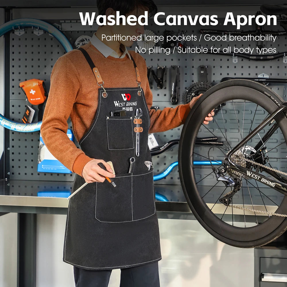 Thickened Canvas Apron Bike Maintenance and Repairing Apron Carpentry Craftsman Plantsman Working Apron Qme