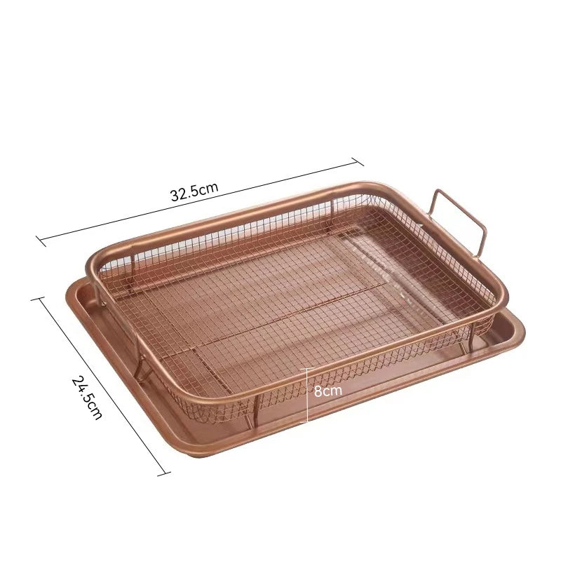 CC11Baking Tray Oil Frying Baking Pan Stainless Steel Non-stick Chips Qme Rose Gold