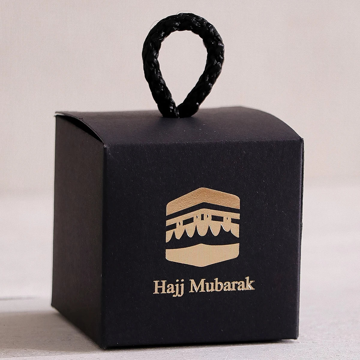 5-Pack Hajj Mubarak Sweets Gift Boxes - Elegant Small Gift Box with Gold Foil“Hajj Mubarak” - Black Paper Gift Box with Gold an Qme 5Pcs-Black Other Other
