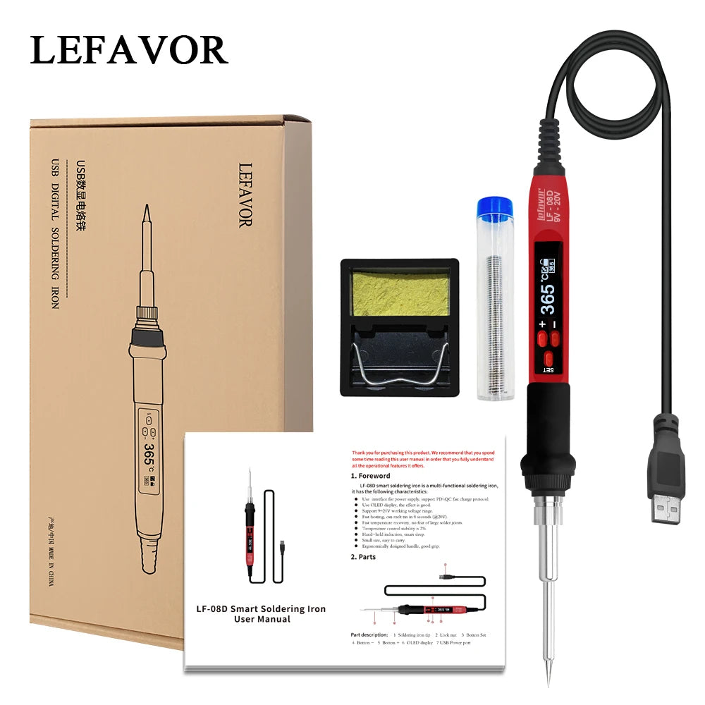 T12 Series T65 Digital Electric USB Soldering Iron Mini Smart Qme LF08D set1