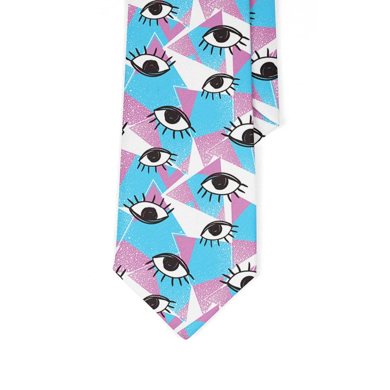 Fashion Eye Print Polyester Wide Tie Novelty Men's Classic Qme