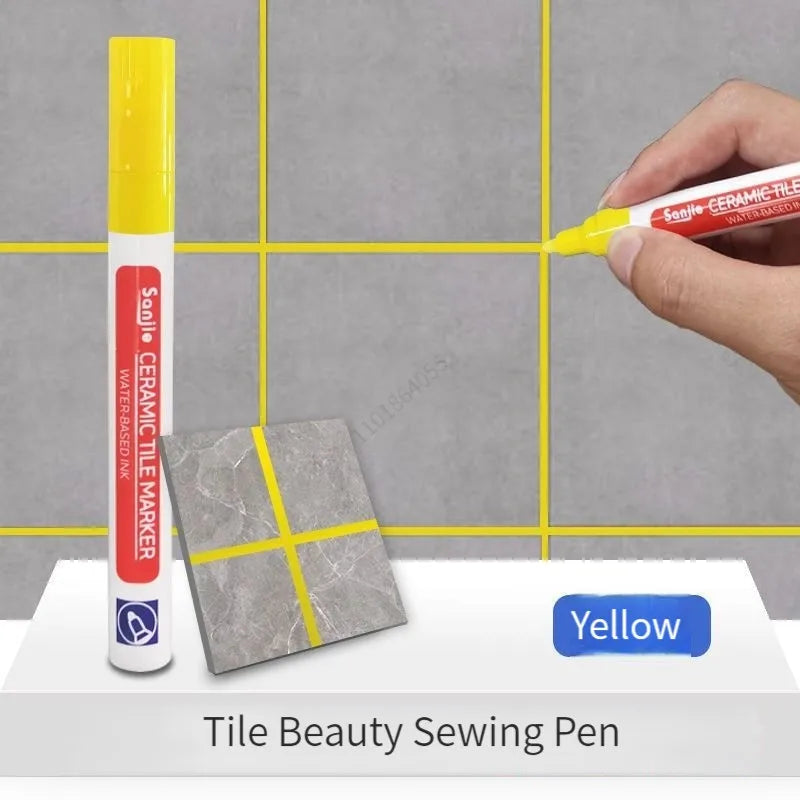 12 Color Waterproof White Grout Tile Lines Marker Pens Gaps Repair Bathroom Porcelain Filling Grout Paint and Sealer Pen Qme yellow