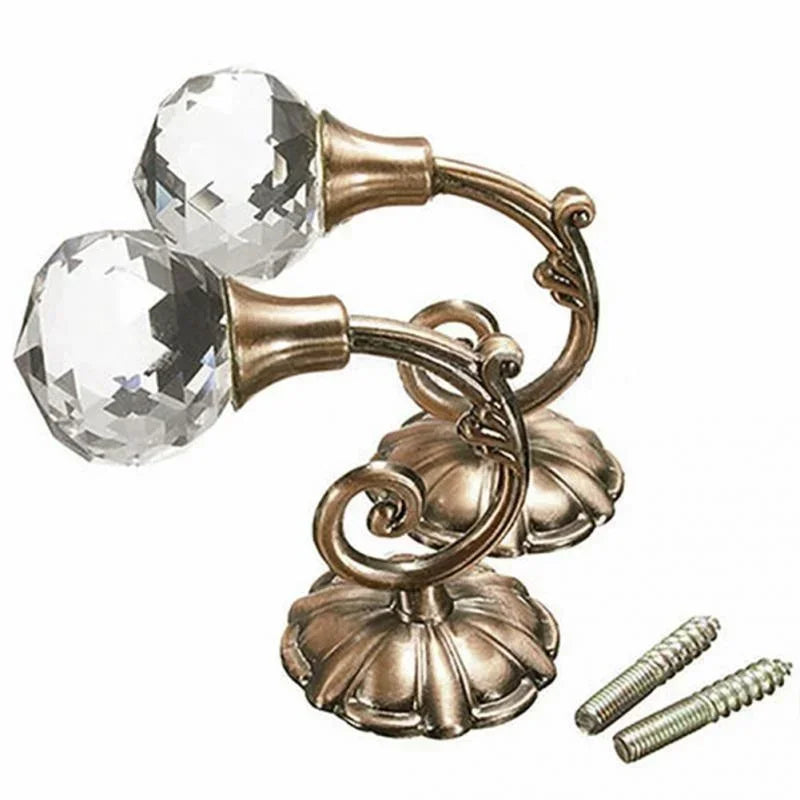 Luxury Design 2pcs Metal Crystal Glass Curtain Holdback Wall Tie Back Hooks Hanger Holder Window Accessories Household Supplies Qme