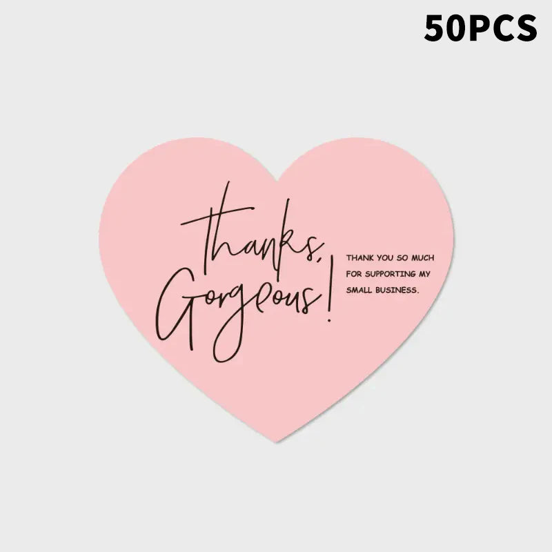 5Styles Pink Heart Shaped Thank You Tags Gift Box Packaging Box Seal Party Supplies Qme A5