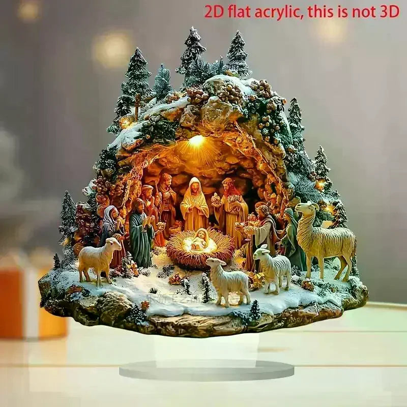 Desktop Decor Family Statue Jesus Tree Of Life Newborn Acrylic Flat Plate Desktop Decoration Ornaments For Home Decor Qme