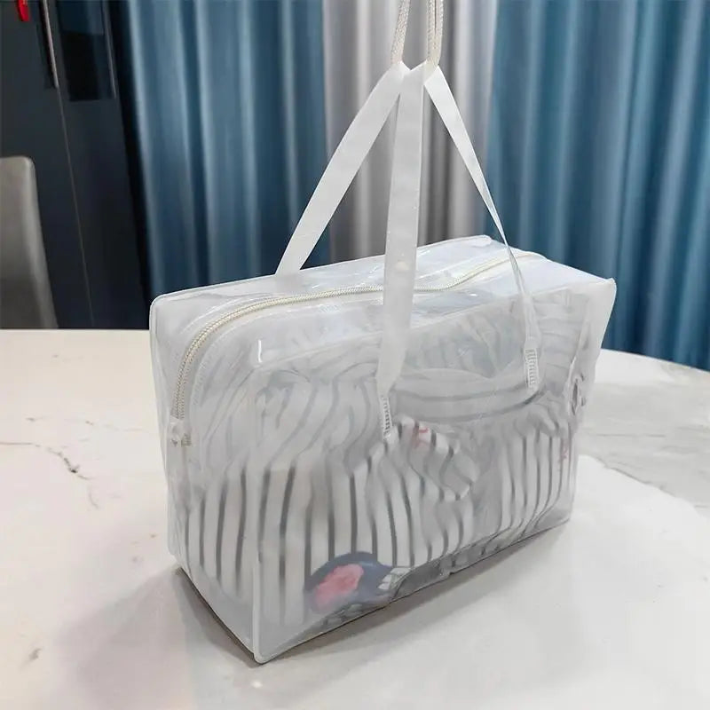 Wet And Dry Separation Travel Toiletries Bag Thickened Large Capacity Waterproof Moistureproof Swim Bag Qme White