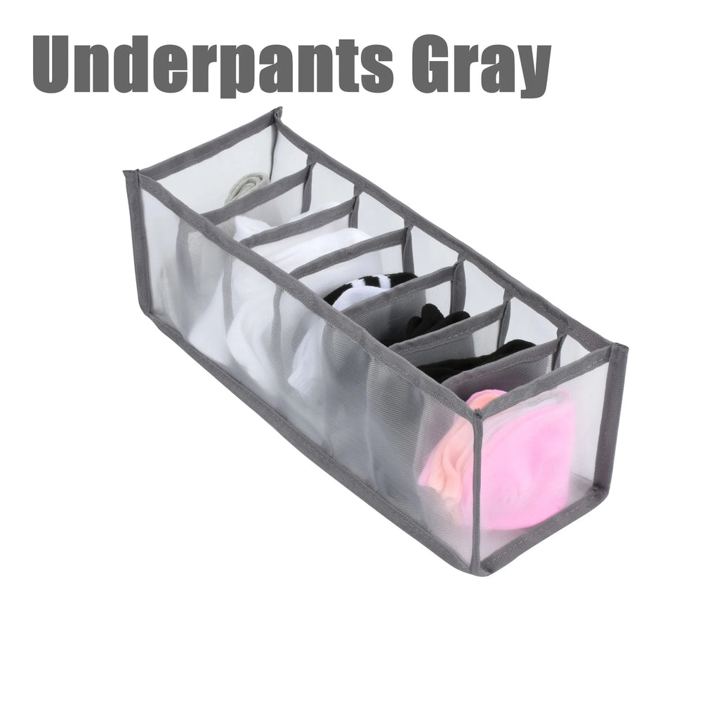 Clothing Storage Organizer Box Cabinets Drawer Jeans Organizer Underwear Pants T-Shirt Socks Storage Box Save Wardrobe Space Qme Underpants-Gray