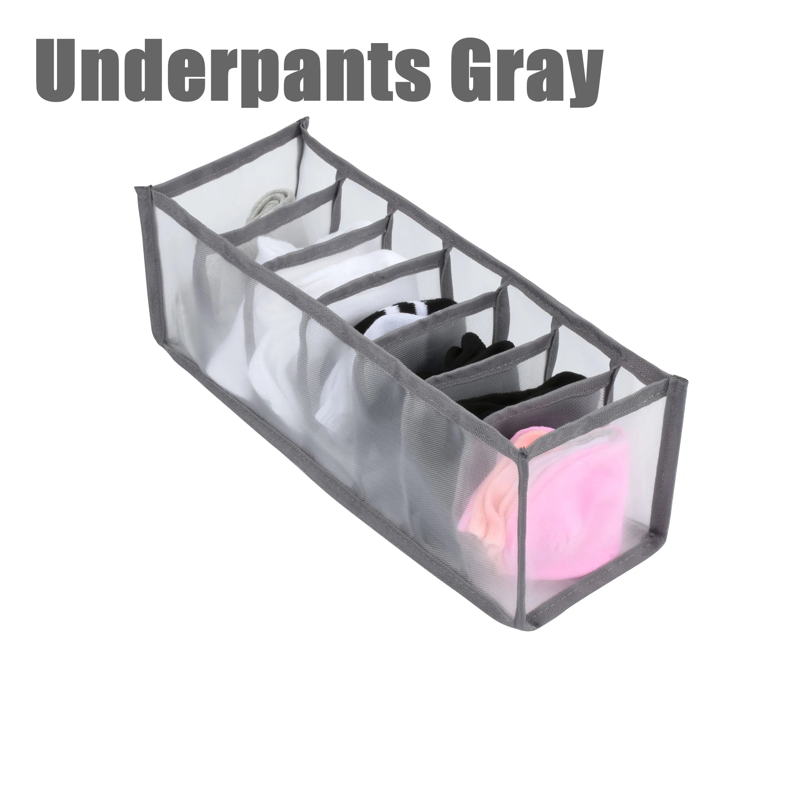 Clothing Storage Organizer Box Cabinets Drawer Jeans Organizer Underwear Pants T-Shirt Socks Storage Box Save Wardrobe Space Qme Underpants-Gray