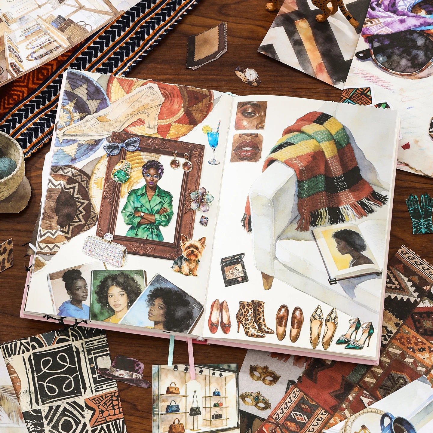 TIANZI 50 Sheets Natural person&Art Paintings Stationery Stickers Book Aesthetic Landscape Cute Scrapbooking Planner Journaling Qme