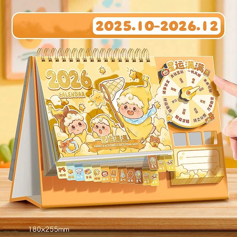 2026 Desk Calendar Multifunctional 3D Rotating Desktop Cartoon Horse Qme A7