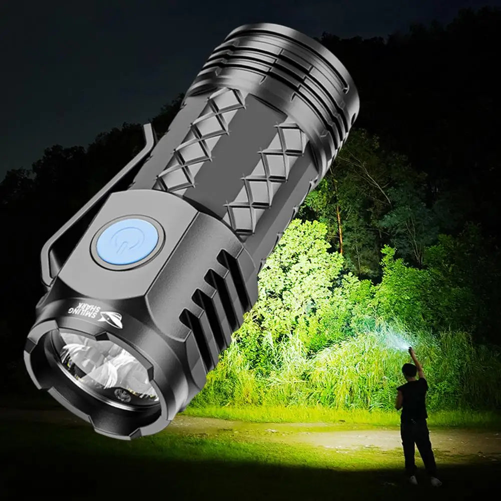 Type-C Rechargeable Waterproof Flashlight Adjustable Brightness Flash Light Super Bright Flashlight Powerful Handheld Flashlight Qme