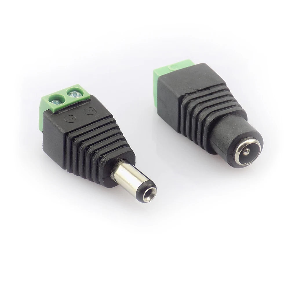 20 Pair DC Male Female Jack Plug Connector 2.1x5.5 mm Power Supply Adapter BNC for CCTV Camera LED Strip Lamp Lighting Lights Qme 20 Pair