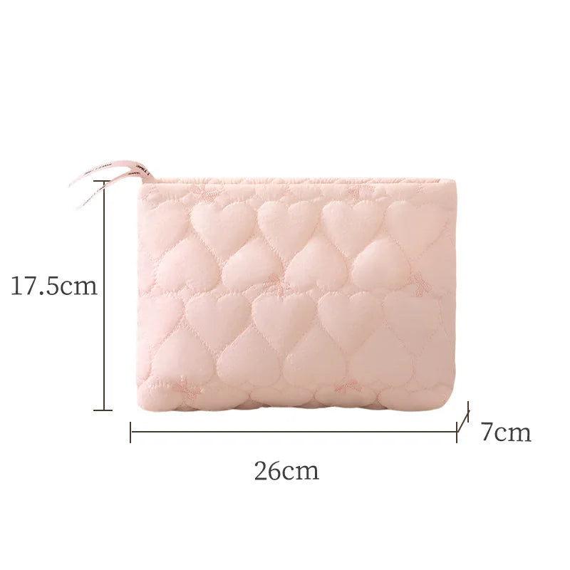 A New Bow Pattern Women Makeup Bag, Zipper Cosmetic Organizer Pouch, Portable Travel Wash Toiletry Storage Bag for Ladies Qme pink