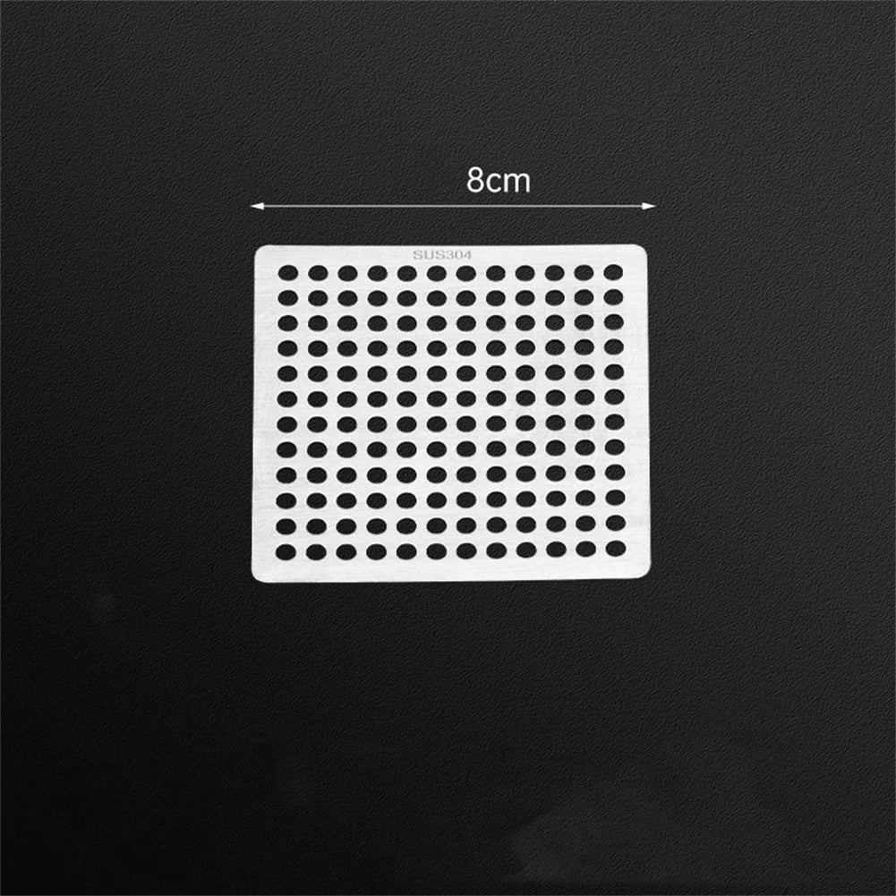 Square Drain Cover Stainless Steel Bathroom Shower Sink Strainer Drain Hair Filter Cover Bathroom Kitchen Sink Drain Protector Qme 8CM