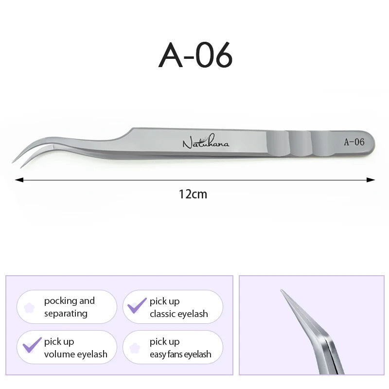 NATUHANA Anti-static Straight Eyelash Extension Tweezers Industrial Qme A-06