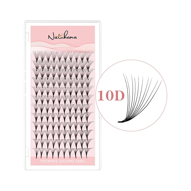 NATUHANA 10D 12D 14D 16D 20D Premade Volume Fans Long Root False Qme Lash Extension - 10D D 0.05mm|13mm