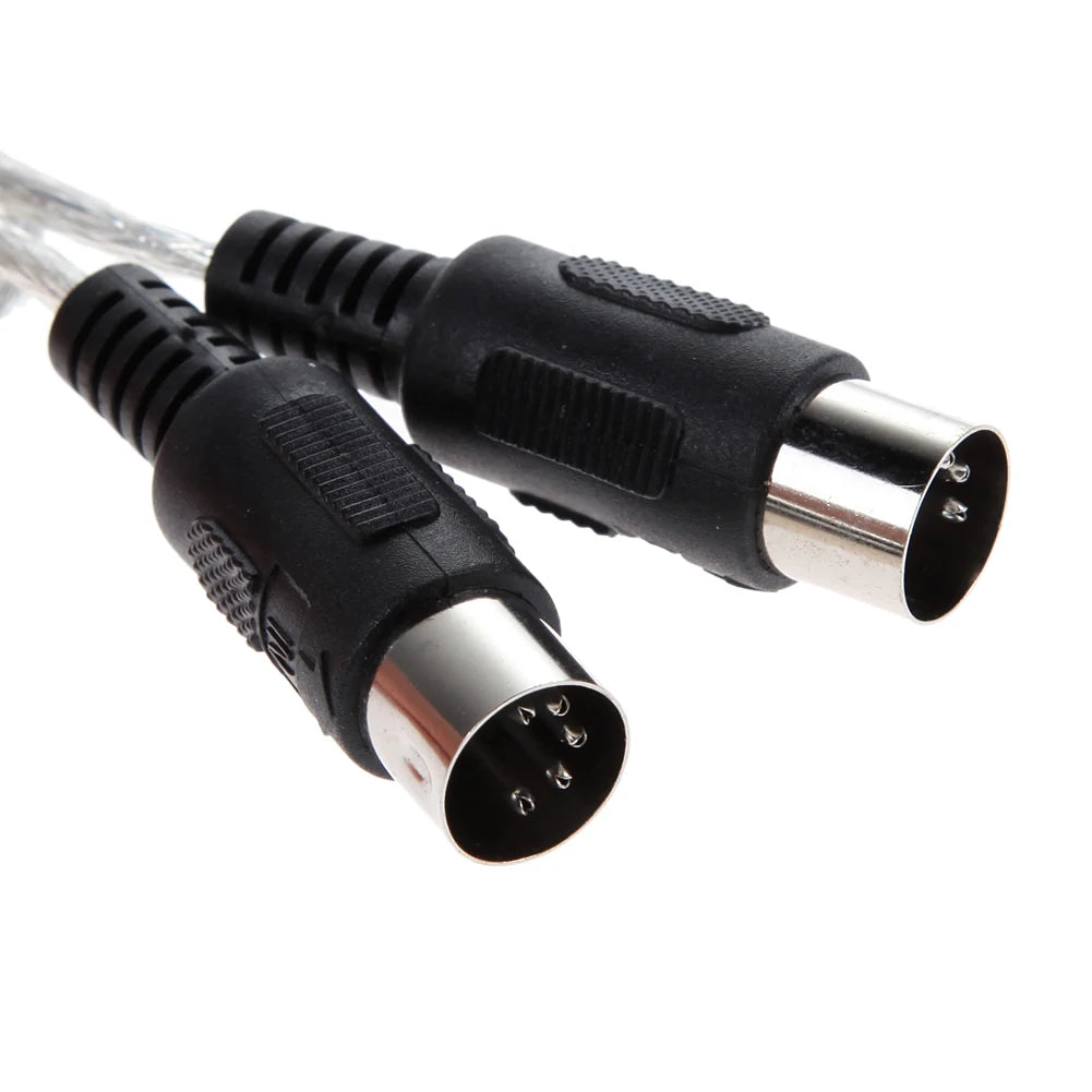 1 PC USB To MIDI Cable Converter PC To Synthesizer Music Studio Keyboard Interface USB Cable IN-OUT MIDI Converter Adapter Cord Qme